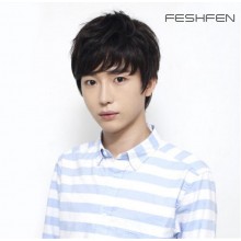 FESHFEN韓版真人發(fā)頭套男生短直發(fā)蓬松個性學生超酷時尚男士假發(fā)