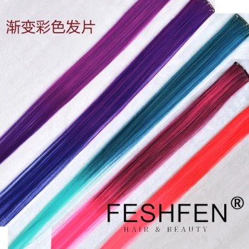 FESHFEN漸變色假發(fā)片彩色女款一片式挑染接發(fā)無(wú)痕彩發(fā)片直發(fā)頭發(fā)
